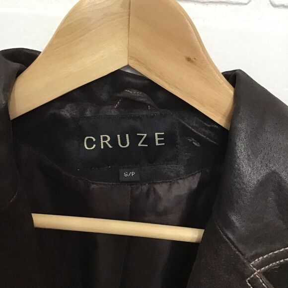 Brown leather blazer CRUZE genuine leather jacket dark brown contrasting small - Picture 5 of 16